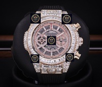 Jam Tangan Otomatis Mekanik Baja Anti Karat Berlapis Moissanite Mewah Desain Baru dengan Bingkai Baguette dan GPS, Dilengkapi Fitur Tanggal Otomatis