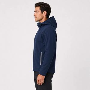 Chaqueta de Trabajo Impermeable Azul de Poliéster Softshell con Capucha y Cremallera, Ligera, Cortavientos, para Exteriores, Certificada CE para Hombre - Product Image 4