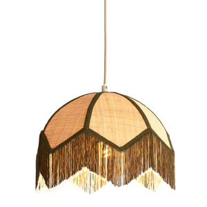 Lámpara Colgante de Terciopelo Borgoña con Borlas, Estilo Victoriano Retro, Lámpara Colgante con Flecos en Forma de Cúpula para Sala de Estar, Hotel, Restaurante - Product Image 4