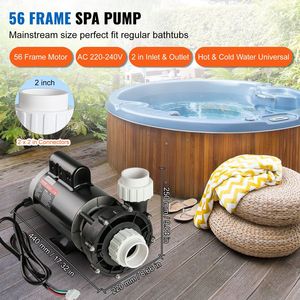 Pompa per SPA con 2 velocità, 56-Frame AC 220-240V, 4HP/210GPM ad alta velocità e 0.7HP/103GPM a bassa velocità, 2" P" per piscine - Product Image 2