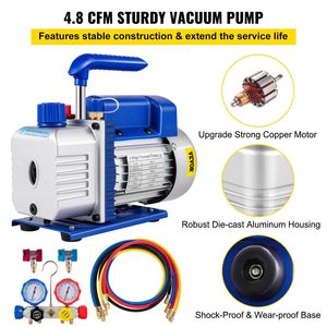 Bomba de Succión para Sistemas HVAC 4.8CFM 1/4 HP de Una Etapa, Kit de Manómetros de Vacío 5PA Ultimate, R410A R134A R22 - Product Image 3