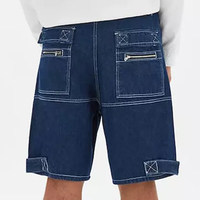 Shorts en jean vintage taille mi-haute pour homme, style hip-hop streetwear, coupe droite décontractée, légers/foncés, avec fermetures éclair – Idéal pour l'été