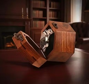 Geometric Wooden <b>Watch</b> <b>Case</b> 6-Slot Handcrafted Hexagon <b>Watch</b> Display Stand Modern Design AHTE MANUEXPO UR-065 - Product Image 4