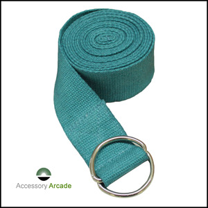 Sangle de yoga en coton réglable avec boucle à double anneau en D pour la gym, le fitness, le Pilates, ceinture de soutien pour l'exercice - Product Image 2