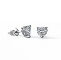 Boucles d'oreilles clous en moissanite en forme de cœur, argent sterling 925 plaqué or 18 carats, bijoux romantiques pour fiançailles, mariage, cadeau pour elle