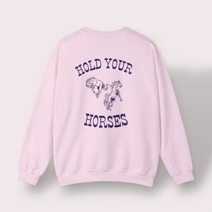 Women's White Crew Neck Sweatshirt With <b>Running</b> Horse Print Regular Fit Autumn Wear - Product Image 4