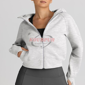 Sudadera con Capucha y Cremallera para Mujer, de Forro Polar, Color Sólido, Tejida, Manga Larga, Transpirable, Impermeable, para Invierno, con Logotipo Frontal - Product Image 5