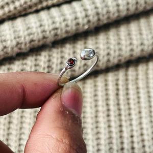 Minimalist Garnet Brass Womens <b>Ring</b> Silver Plated Dainty <b>Statement</b> Wholesale <b>Ring</b> - Product Image 2