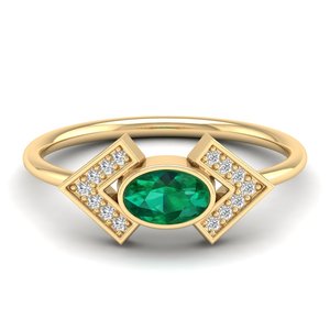REYES New Design 14K Solid White Gold Oval Cut 0.5Ct Emerald Gemstone <b>Solitaire</b> <b>Rings</b> For Women GRA Certified Moissanite Jewelry - Product Image 6