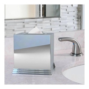 Caja de pañuelos metálica moderna, diseño cuadrado independiente, ideal para el hogar, la oficina, el baño, encimera y como soporte decorativo. - Product Image 3