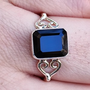 Black Onyx <b>Ring</b> 925 Sterling <b>Silver</b> Handmade Boho <b>Statement</b> Promise <b>Ring</b> for Women Natural Black Onyx Cushion July Birthstone - Product Image 4