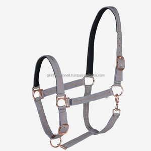 Licou de cheval en Nylon, nouveau Style, en design de paillettes en or Rose, nez et couronne ajustables, matériel en or rose - Product Image 3