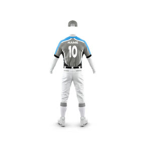 Ensemble d'uniformes de baseball personnalisés pour hommes, gris, rouge, blanc, impression par sublimation, polyester respirant, taille adulte, service OEM - Product Image 5