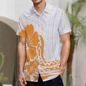 เสื้อฮาวายขายดีสำหรับผู้ชาย ลายชนเผ่าโพลีนีเซียน พิมพ์ลายดอกชบา เสื้อพิมพ์ลายตามสั่ง ขั้นต่ำ 1 ตัว - Product Image 2