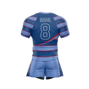 Tenue d'équipe professionnelle personnalisée, design graphique numérique imprimé, résistante aux déchirures, 100% polyester, séchage rapide, uniforme de rugby à manches courtes - Product Image 6