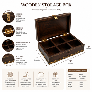 Caja de Almacenamiento Apilable Rectangular de Madera Hecha a Mano con Incrustaciones de Latón |   Caja Decorativa para Joyería y Regalos - Product Image 5
