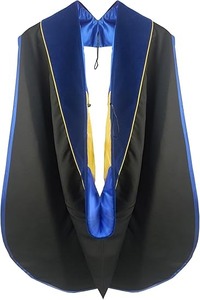 Robe de doctorat de luxe pour la remise des diplômes, ensemble de toque et écusson de doctorat à 8 pans avec passepoil doré, tenue de doctorat - Product Image 5