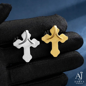 AARVA JEWELS Collar con Colgante de Cruz Cristiana Chapado en Oro, con Moissanita, de Aleación, Estilo Hip Hop, Joyería para Regalo Conmemorativo Unisex - Product Image 5
