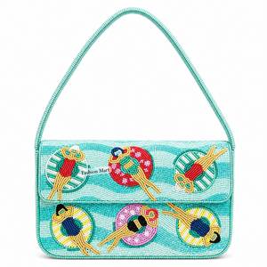 Sac à bandoulière à rabat perlé motif poissons et étoiles de mer, fait main, élégant, pour soirées et fêtes - Product Image 3