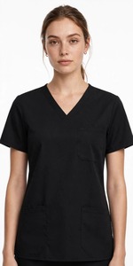 Ensemble d'uniformes médicaux respirants et anti-humidité en polyester tissé, doux au toucher, style infirmière USA, col en V, pour femmes, détection d'aiguilles - Product Image 5