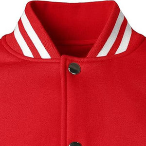 Blouson universitaire homme rouge et blanc, style décontracté, col montant, simple boutonnage, coupe droite, coupe-vent hiver, en polyester et coton - Product Image 4
