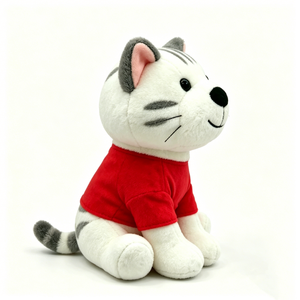 Peluche de panda blanco y negro, peluche de panda con camisa roja, muñeco de peluche de panda sentado, peluche de panda. - Product Image 4