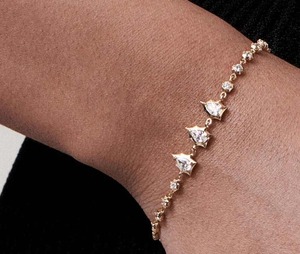 Trendy Design 3 Pear Cut & 22 Round Brilliant Cut Lab Grown Diamond Tennis Bracelet <b>Bangle</b> <b>Gold</b> Luxury IGI Certified for Women - Product Image 4