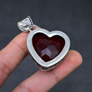 Collar con colgante de granate rojo creado en laboratorio, venta al por mayor, para mujer, joyería - Product Image 3