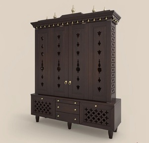 Traditional South Indian Wooden Temple Doors Temples Hande Made Closet Indian Hindu Wooden Shrine Pooja <b>Mandir</b> Temple for Home - Product Image 3