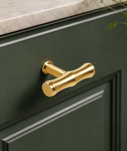 Poignée de meuble en laiton massif style bambou, bouton de tiroir et de placard de haute qualité, quincaillerie décorative moderne pour la maison - Product Image 1
