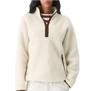 Veste polaire respirante à col montant et fermeture éclair courte, couleur unie, coupe-vent, décontractée, pour l'hiver, coupe régulière, doublure en polyester sherpa - Product Image 1