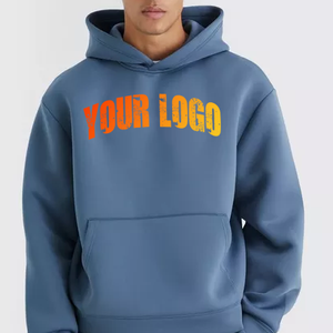 Sudadera con Capucha Azul para Hombre, con Cierre de Cremallera, Logotipo Estampado en la Parte Delantera, Corte Holgado, Tejido de Punto, 100% Algodón, Impresión Digital, Otoño - Product Image 3