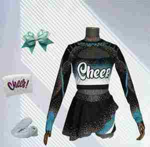 Uniformes de cheerleading imprimés de haute qualité pour femmes, sur mesure, avec strass AB pour adultes, compétition All Stars, 100% polyester - Product Image 5