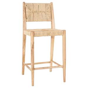 Tabouret de bar contemporain en teck massif, design moderne, pour intérieur et extérieur, idéal pour les projets de restaurants, cafés et hôtellerie - Product Image 1