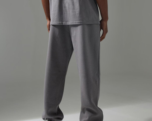 Pantalon de survêtement gris en molleton pour homme, taille élastique, coupe décontractée, logo imprimé sur la jambe droite, idéal pour l'automne - Product Image 6