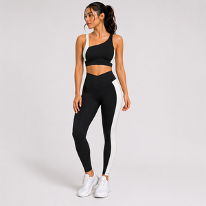 Women One Shoulder Yoga Set High Waist <b>Leggings</b> Sports Bra Fitness Workout Activewear Custom OEM Wholesale - Product Image 1