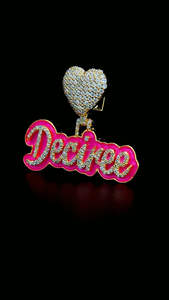 925 argent personnalisé Moissanite rose émail lettre pendentif avec coeur caution glacé diamant Style parfait cadeau d'anniversaire pour les femmes - Product Image 6