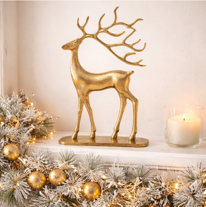 Luxury Golden Metal Reindeer Sculpture Modern Aluminum Standing Deer Figurine For Elegant <b>Christmas</b> Home Decor And Tabletop - Product Image 6