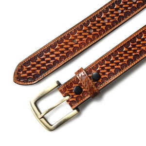 Nuevo Cinturón Unisex de Cuero Argentino Importado con Diseño Western, Hebilla de Latón Sólido, Anillo Metálico, 40MM de Ancho, Calidad Premium - Product Image 1