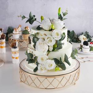 Elegant Gold Geometric Serving <b>Stand</b> for <b>Cakes</b> Desserts Pastries and Sweets Luxury Iron <b>Cake</b> Display Pedestal with Gold Finish - Product Image 1