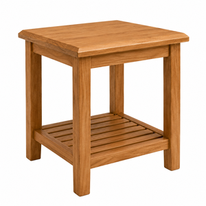 Mesa de Comedor Cuadrada de Roble Macizo con Estante de Listones, Diseño Moderno Minimalista, Mueble Estable para el Hogar - Product Image 3