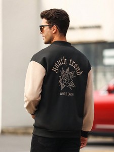 Modern College Streetwear <b>Baseball</b> Varsity <b>Jacket</b> <b>for</b> <b>Men</b> Snap Button Closure Custom Lightweight Fleece Trendy Winter Fashion - Product Image 2