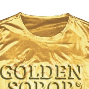 T-shirt Métallique Doré Femme Manches Courtes Col Rond Brillant Imprimé T-shirt Mode Haut Réfléchissant Décontracté Élégant Soirée - Product Image 6