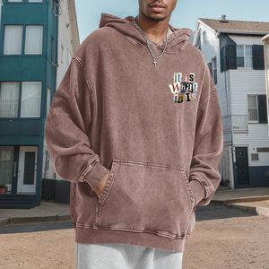 Sweat-shirt à capuche 100 % coton pour homme, délavé à l'acide, style vintage, coupe oversize, streetwear graphique, pull à capuche, hip-hop, baggy, gothique, unisexe - Product Image 3