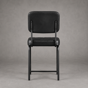 Chaise de bar moderne noire capitonnée réglable avec cadre métallique fin, siège rembourré, design de mobilier industriel, décoration intérieure - Product Image 4