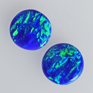 2026 New Arrival Indian Top Natural <b>Opal</b> Round Cabochon Blue Green Flashy Fire Color Play For <b>Earring</b> Making Loose Gemstone Pair - Product Image 2