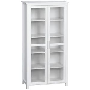 Dispensa da Cucina Bianca a 5 Ripiani con Porte in Vetro e Ripiani Regolabili per Sala da Pranzo e Cucina - Product Image 1