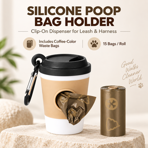 Porte-sacs à crottes de chien en silicone avec mousqueton, distributeur portable de sacs à déjections pour laisse, harnais, accessoires pour promenades canines - Product Image 5
