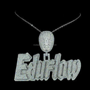 Joyería de Hip Hop para hombre colgante de letra personalizada Iced Out Plata de Ley 925 VVS Moissanite Nombre de diamante colgante de logotipo inicial - Product Image 1