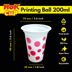 Food-Graded Polka Dot Custom Printing 200 ml <b>Plastic</b> PP Polypropylene <b>Cup</b> made in Indonesia - Product Image 3